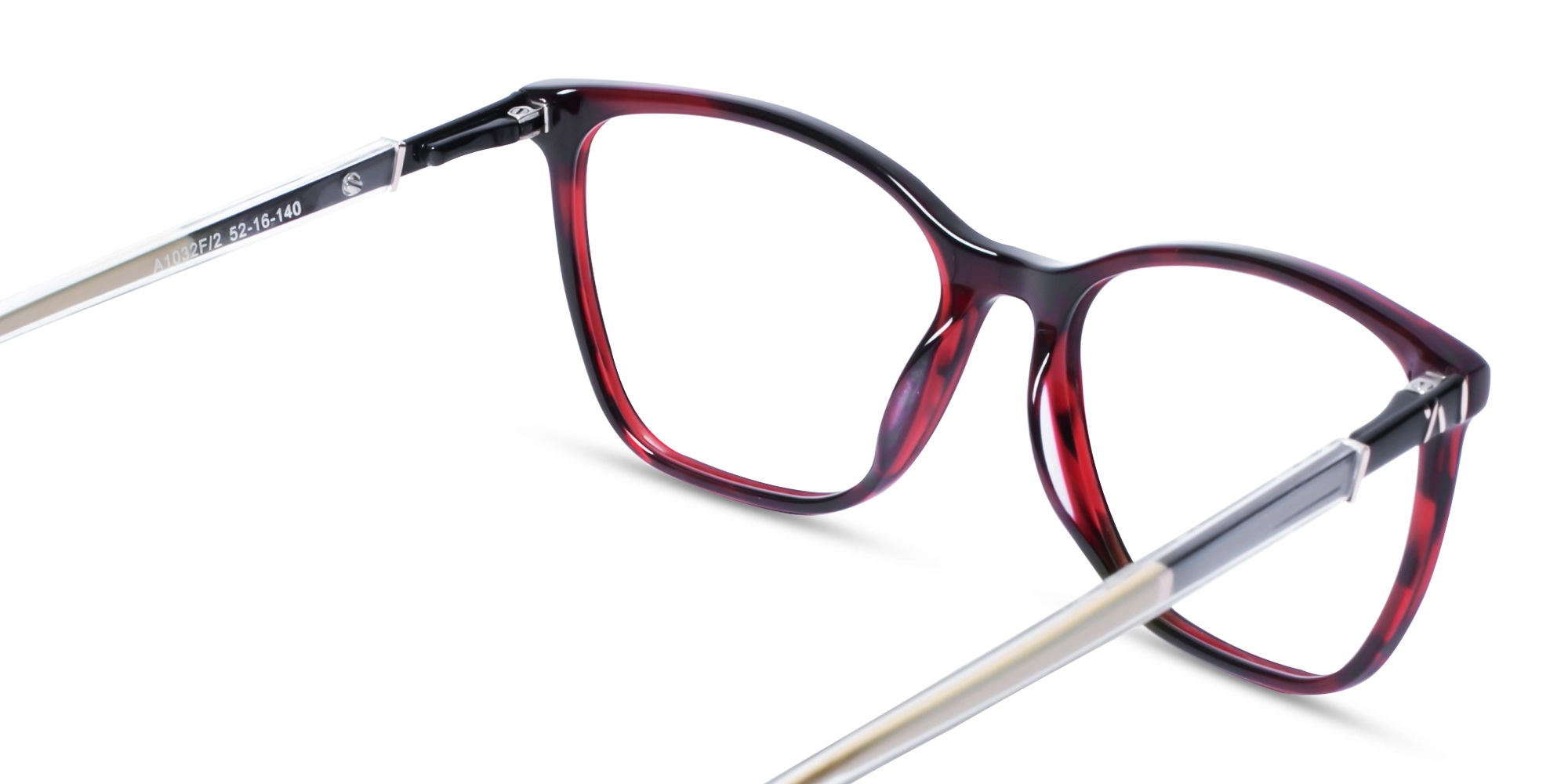 Dark Red Square Cateye Acetate Eyeglasses 5