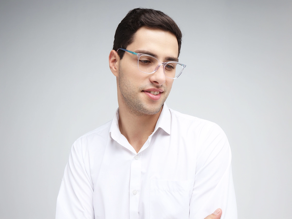 Crystal Clear Square Cateye Acetate Glasses 43