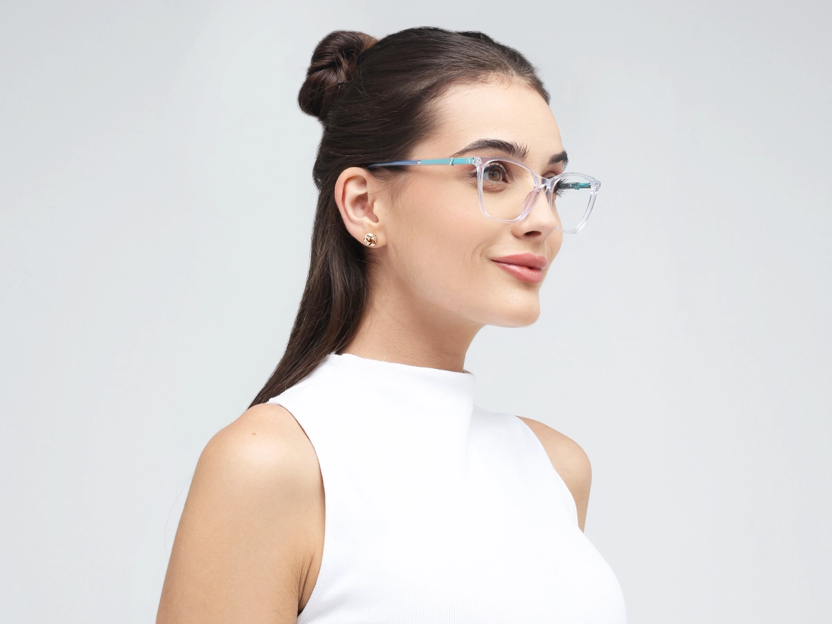 Crystal Clear Square Cateye Acetate Glasses 53