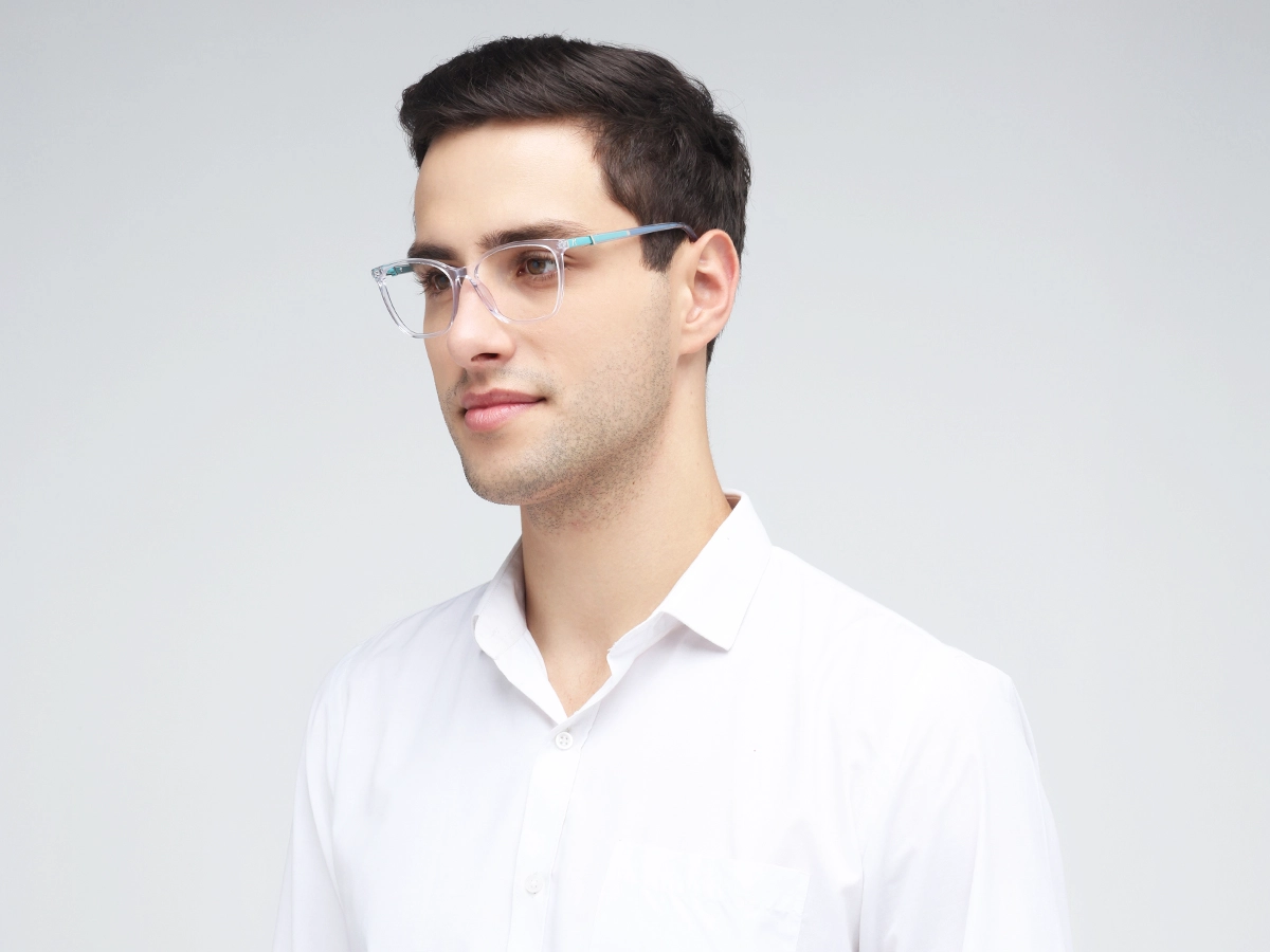 Crystal Clear Square Cateye Acetate Glasses 42