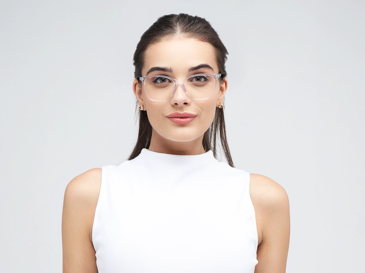 Crystal Clear Square Cat eye Acetate Glasses 51