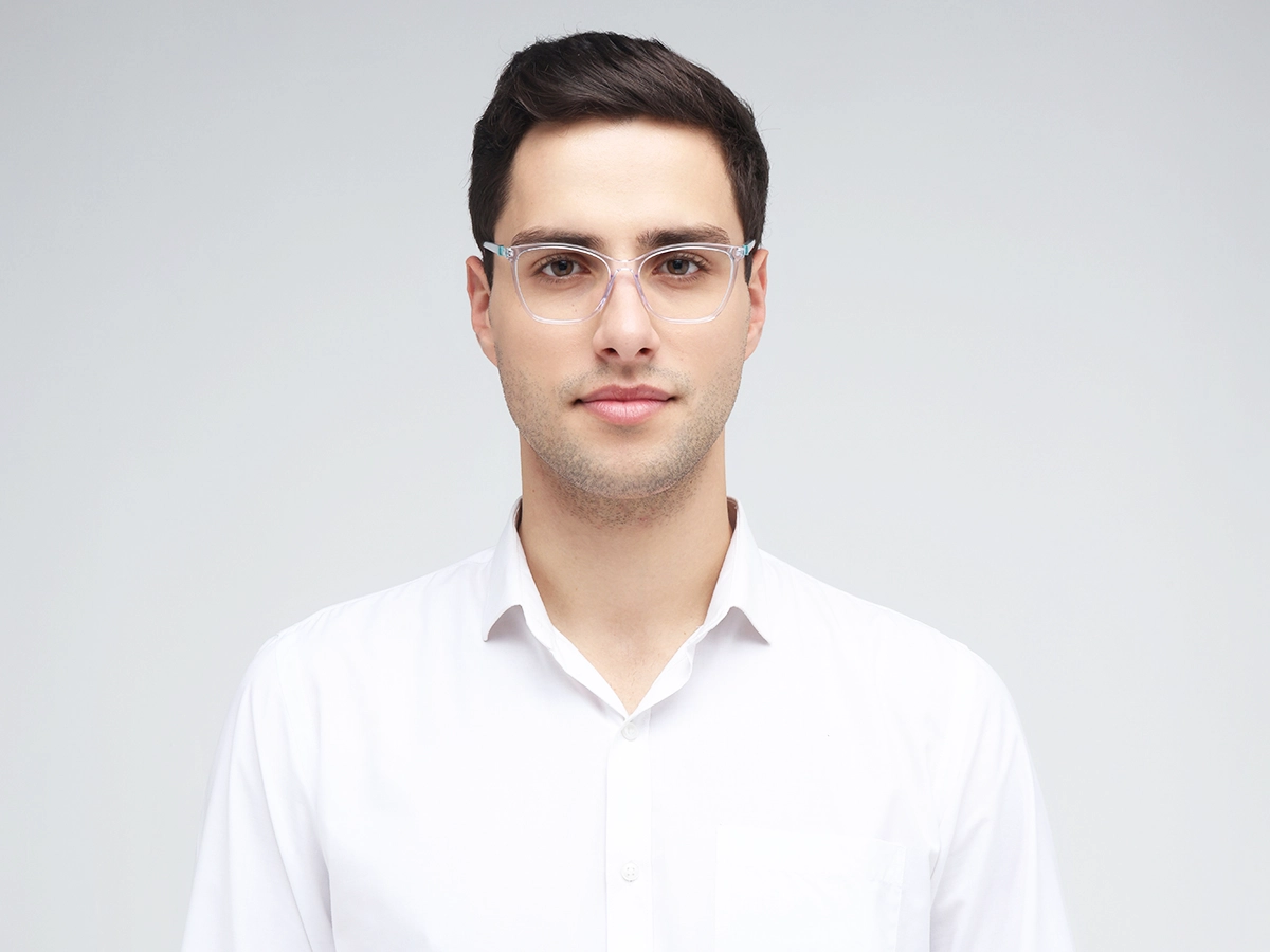 Crystal Clear Square Cateye Acetate Glasses 41