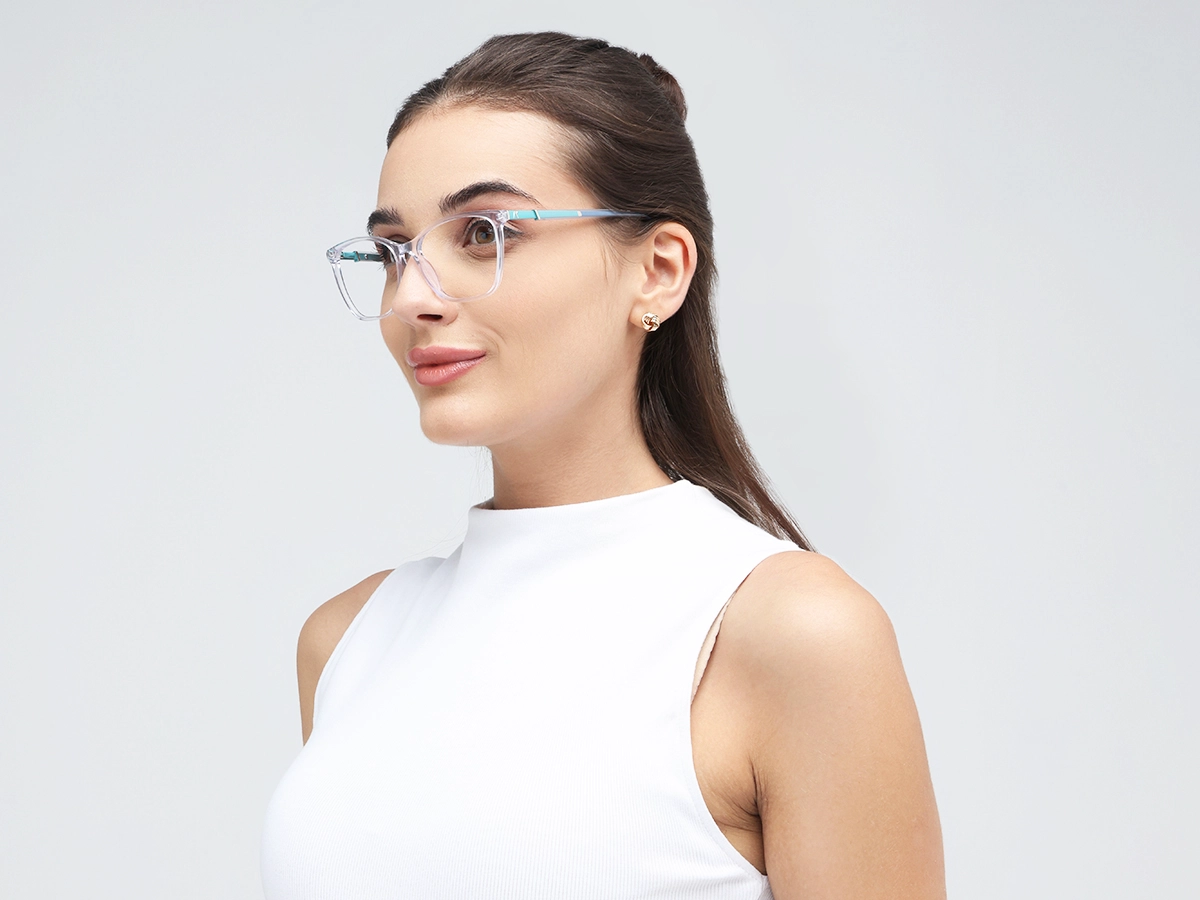 Crystal Clear Square Cateye Acetate Glasses 52