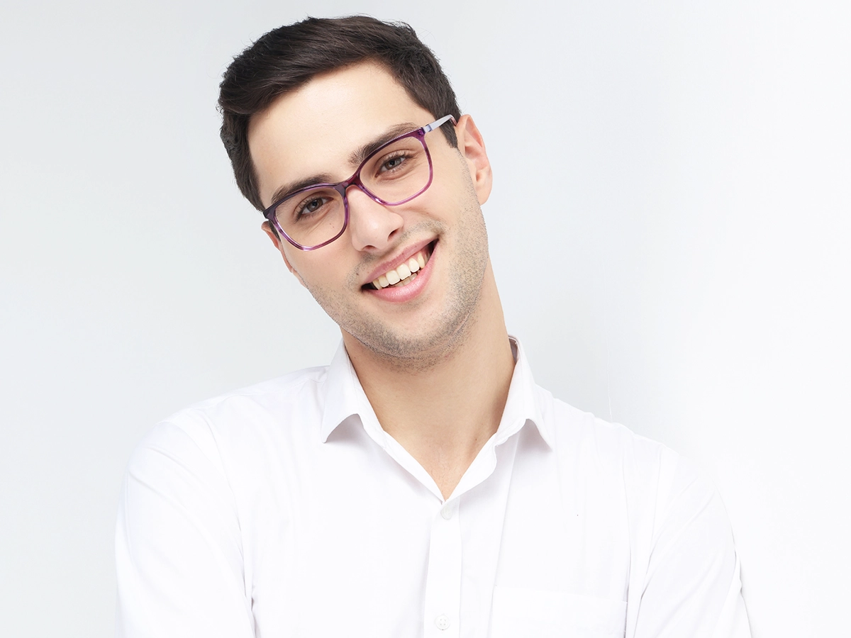 Crystal Purple Square Cateye Acetate Glasses 41