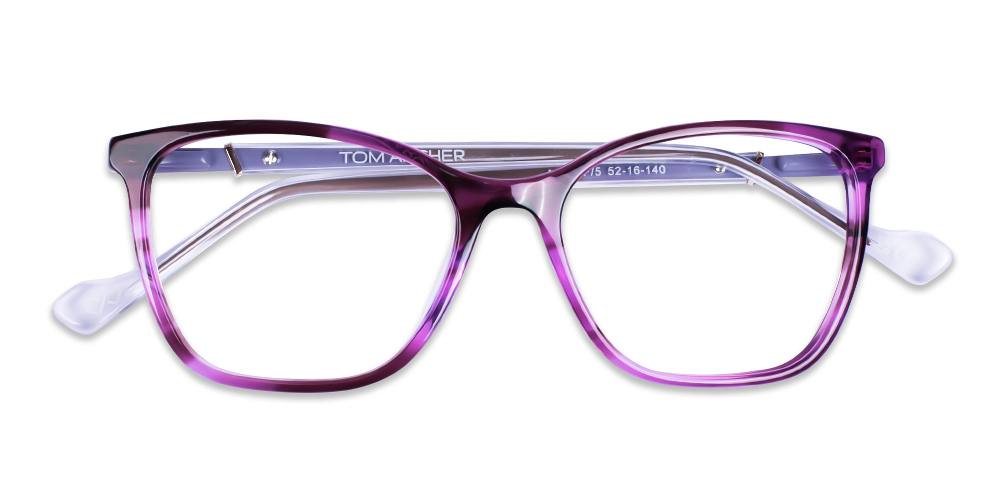 Crystal Purple Square Cateye Acetate Glasses 6