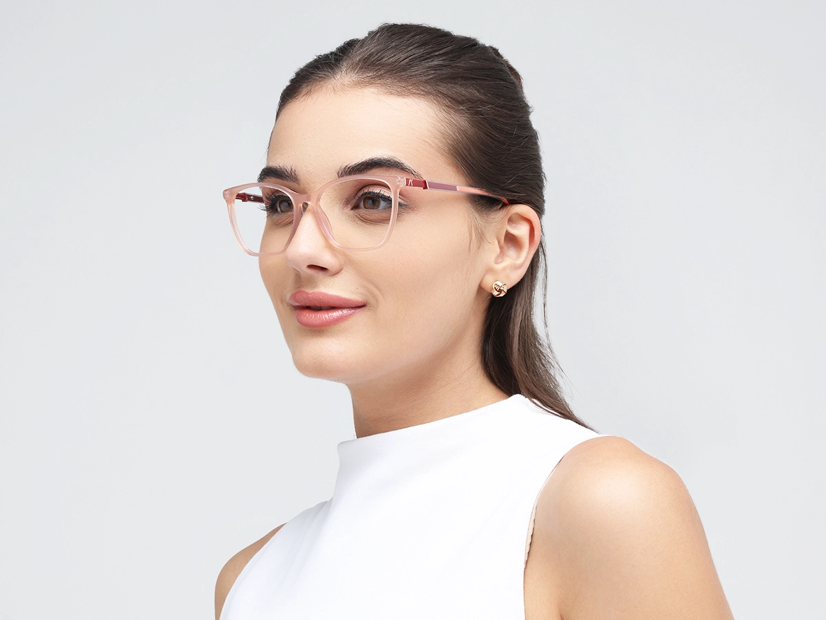  Pastel Peach Square Cateye Sunglasses 52