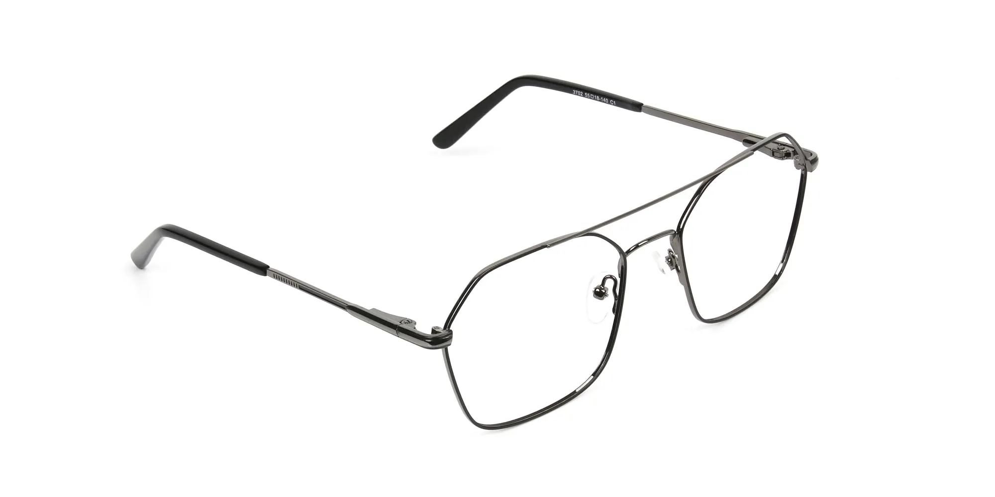 Geometric Pilot Black Gunmetal Spectacles - 2