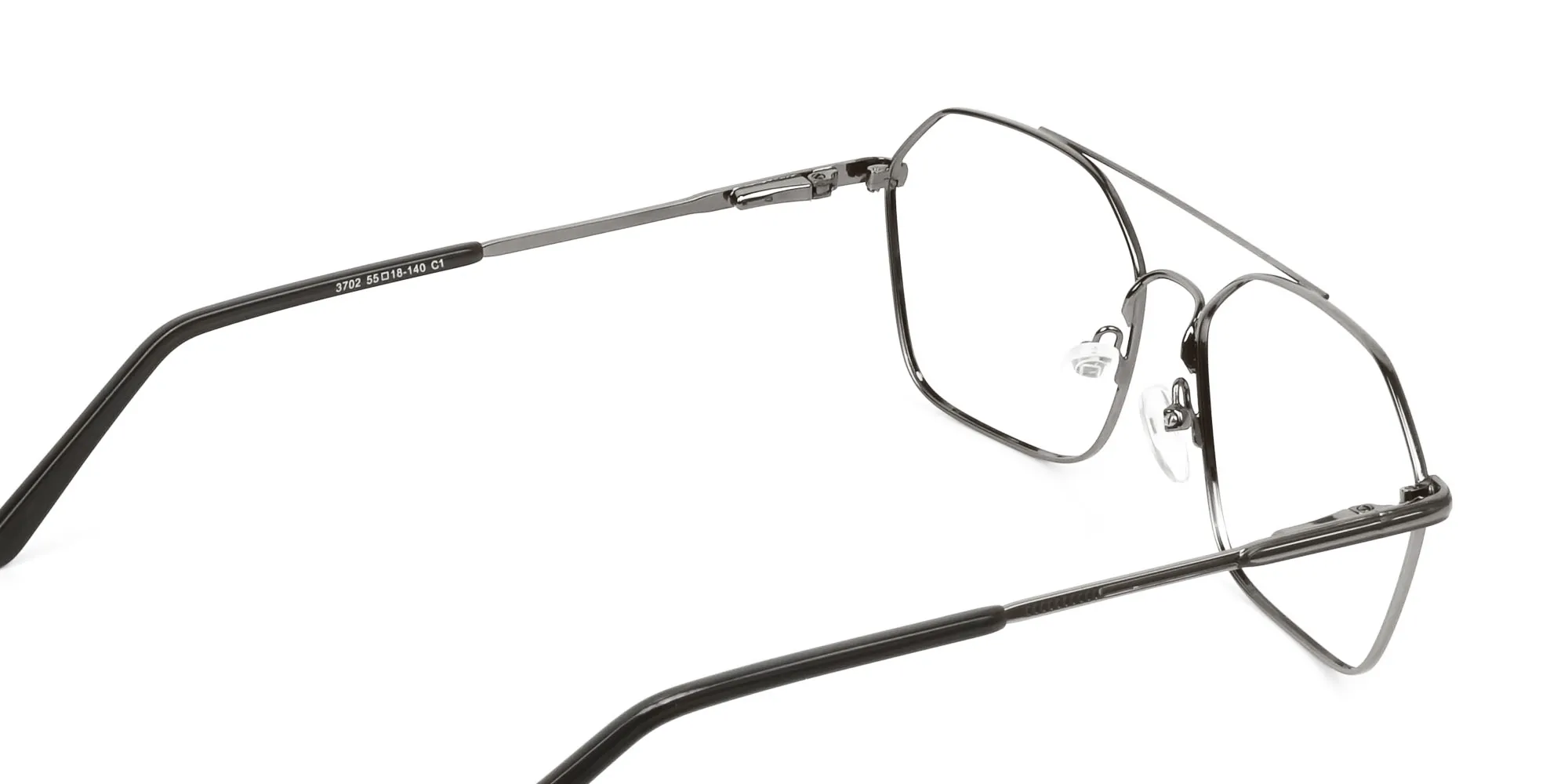 Geometric Pilot Black Gunmetal Spectacles - 2