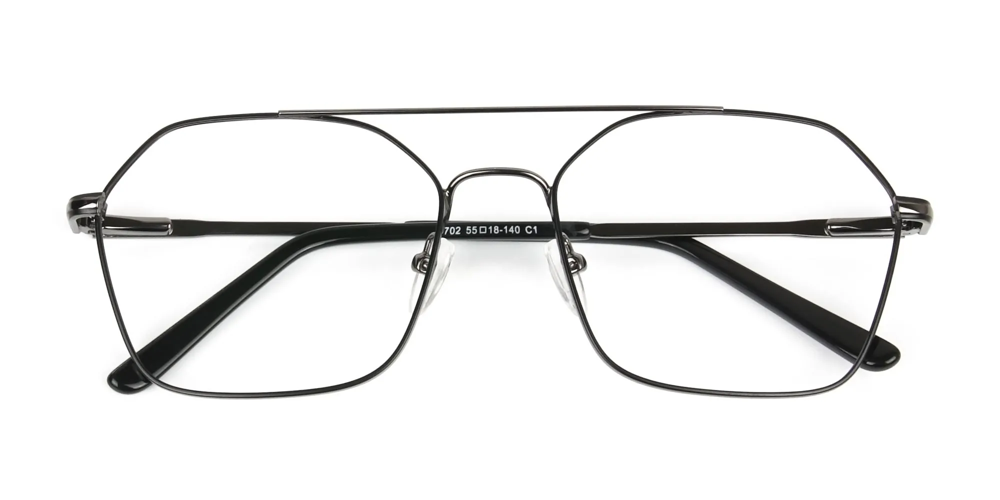 Geometric Pilot Black Gunmetal Spectacles - 2