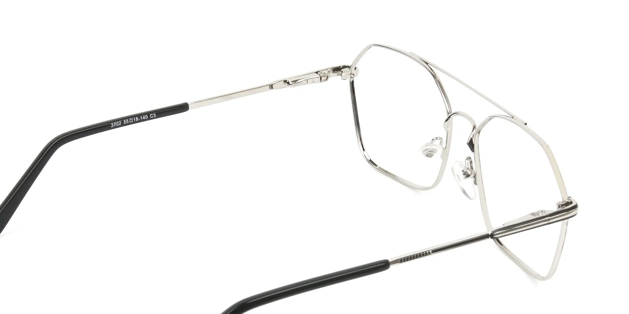 Geometric Pilot Black & Silver Spectacles - 2 
