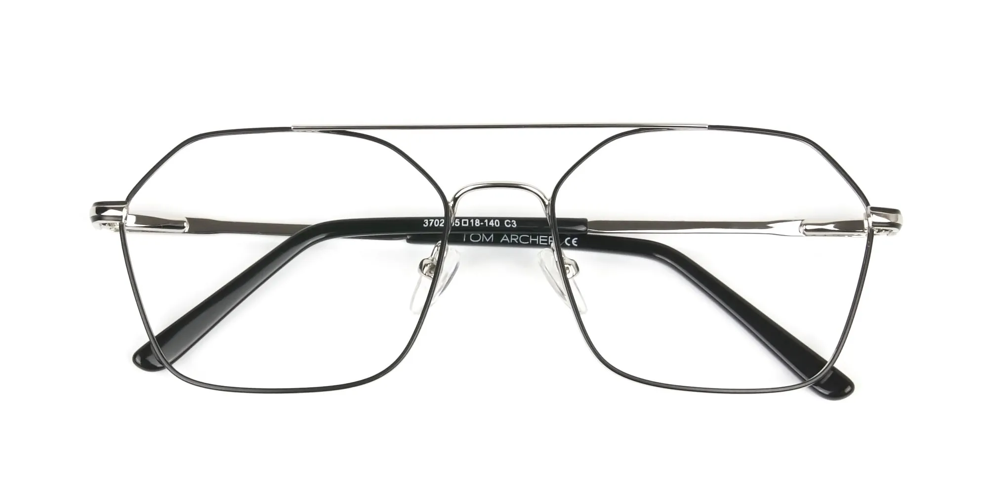 Geometric Pilot Black & Silver Spectacles - 2 