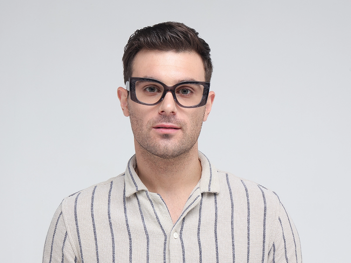 Crystal Charcoal Grey Oversized Eyeglasses-41