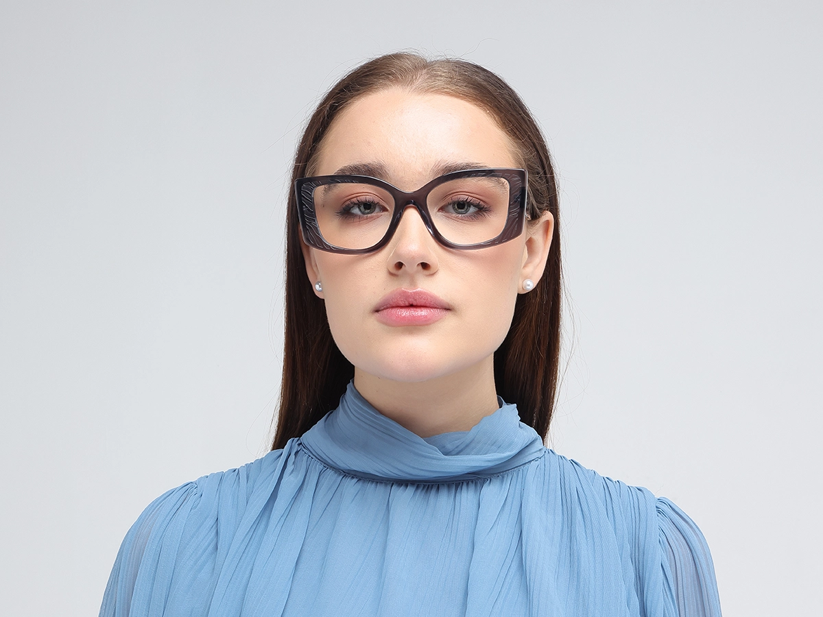 Crystal Charcoal Grey Oversized Eyeglasses-51