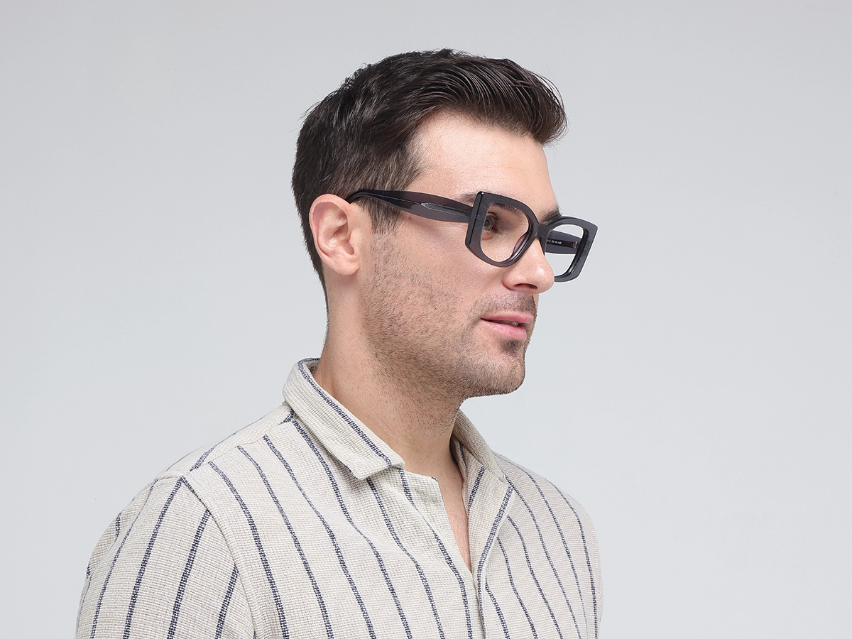 Crystal Charcoal Grey Oversized Eyeglasses-42