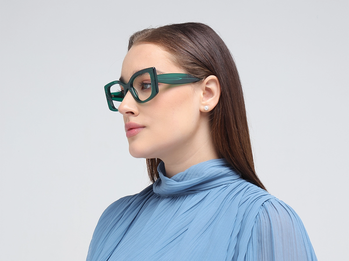 Emerald Green Oversized Eyeglasses-53