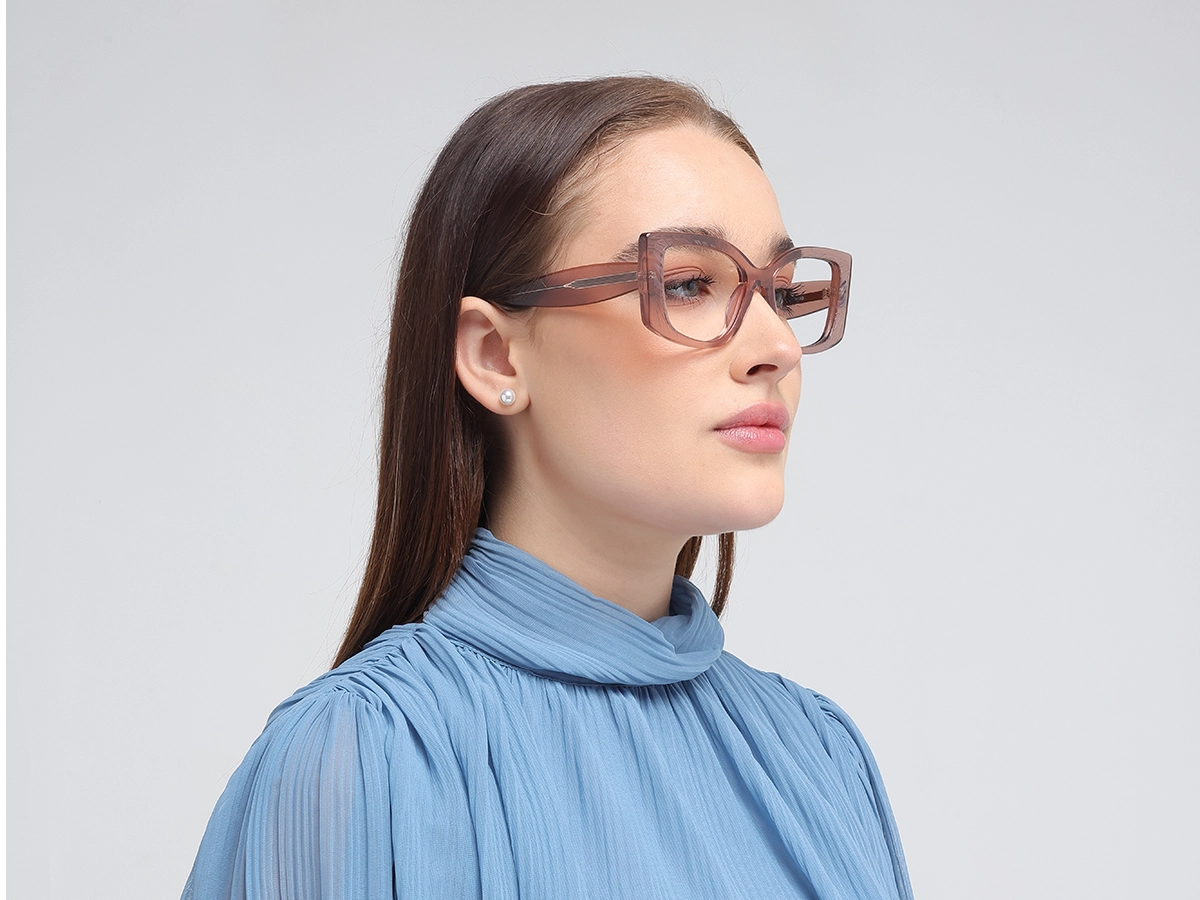 Cozy Peach Oversized Eyeglasses-52