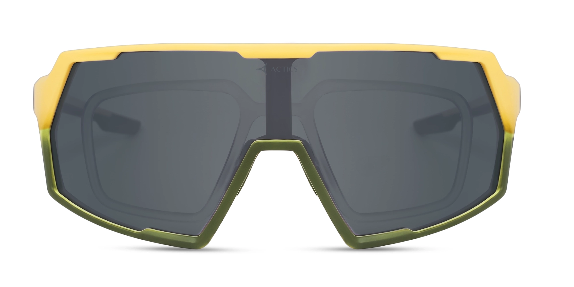 Matte Yellow & Green Cylindrical Full-Rim Sports Sunglasses-7