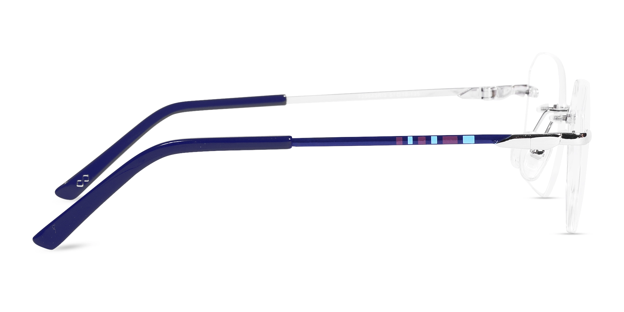 Silver & Blue Metal Rimless Glasses 4