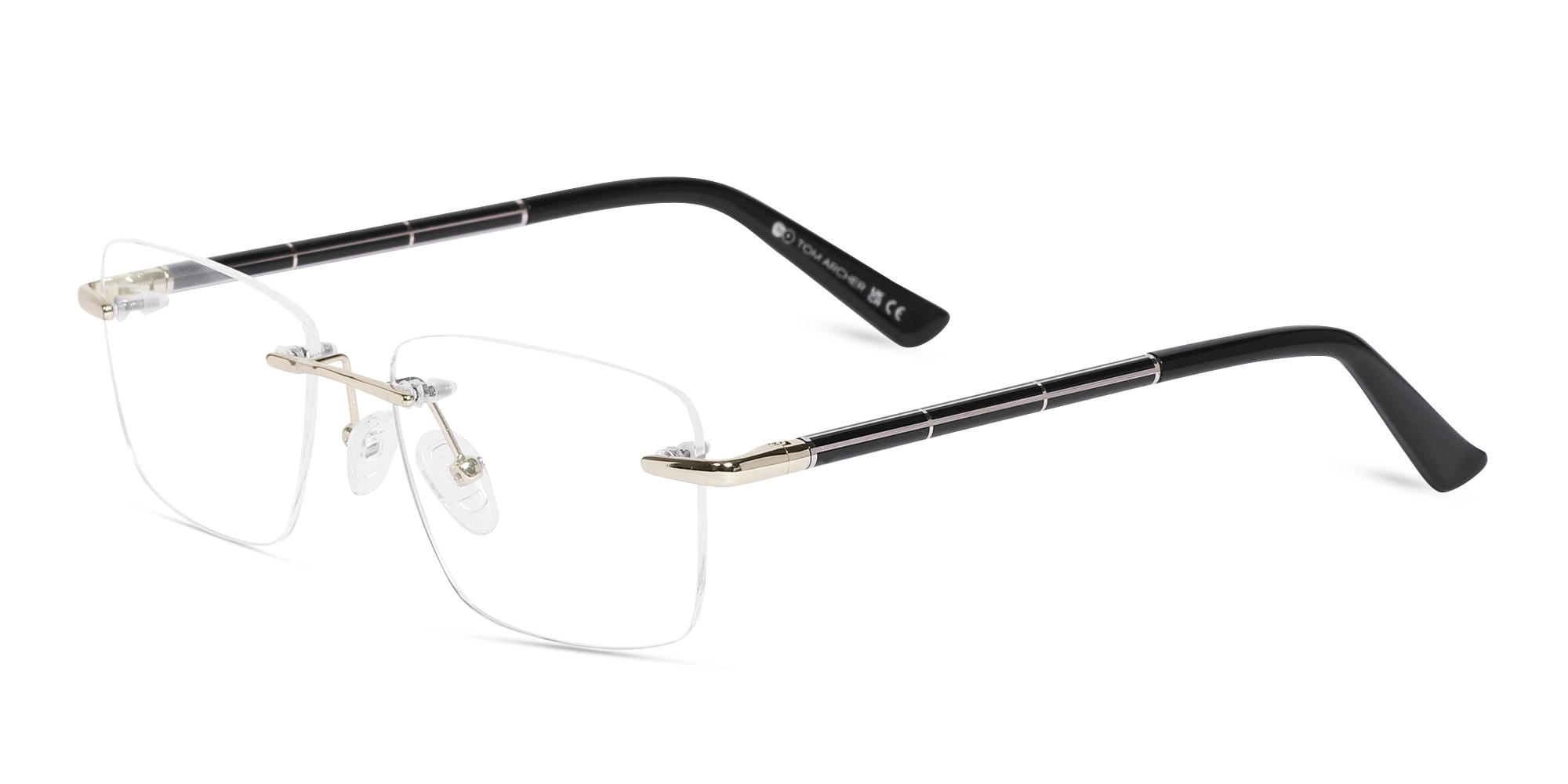 Champagne Gold Rimless Rectangle Glasses-2