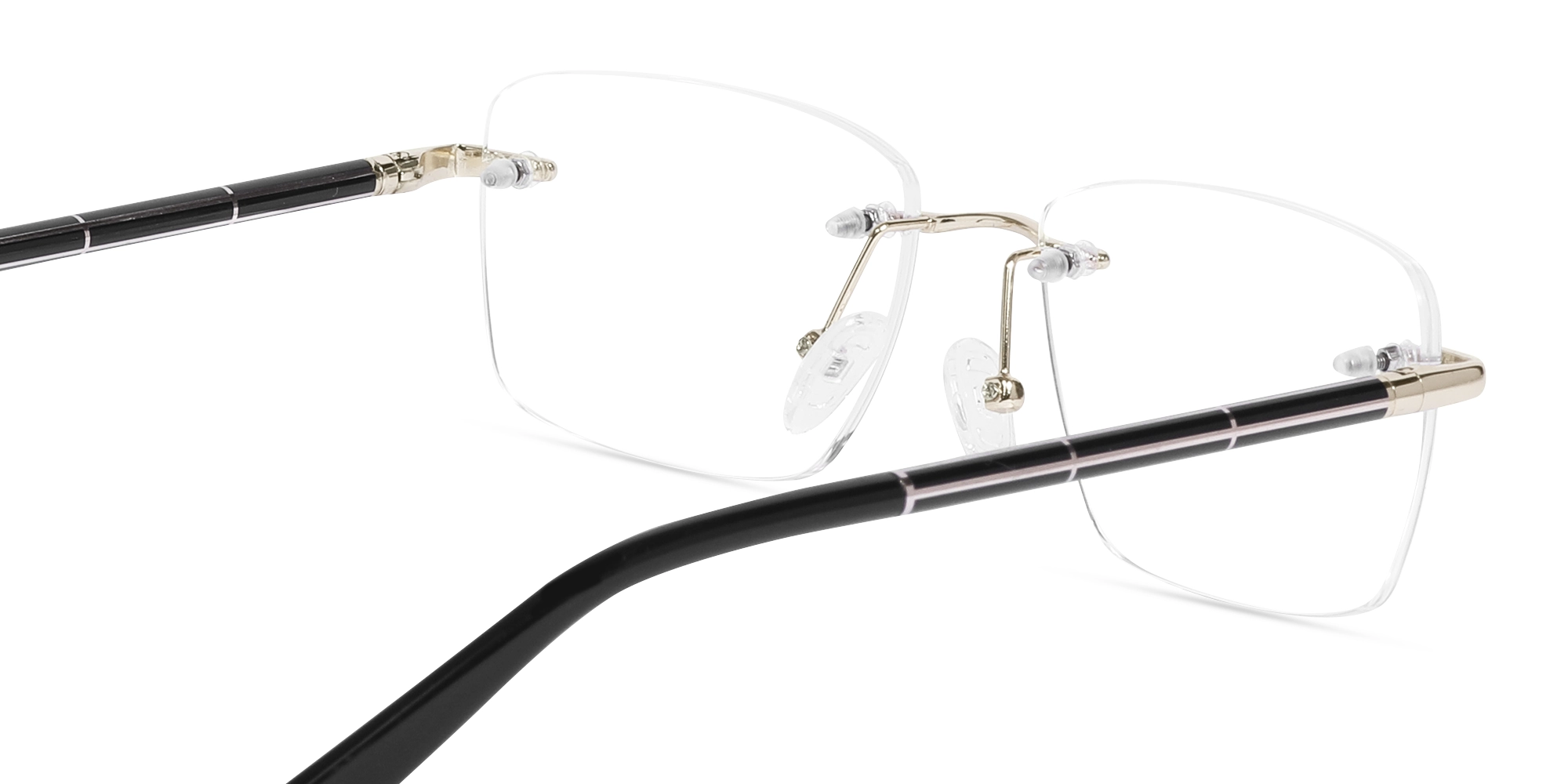Champagne Gold Rimless Rectangle Glasses-5