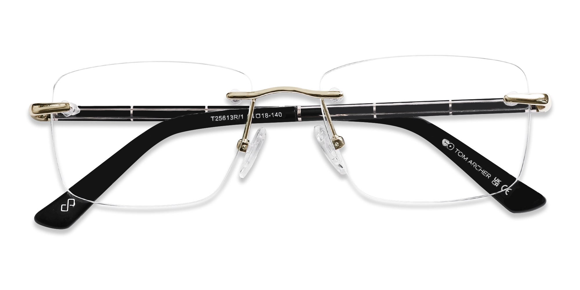Champagne Gold Rimless Rectangle Glasses-6