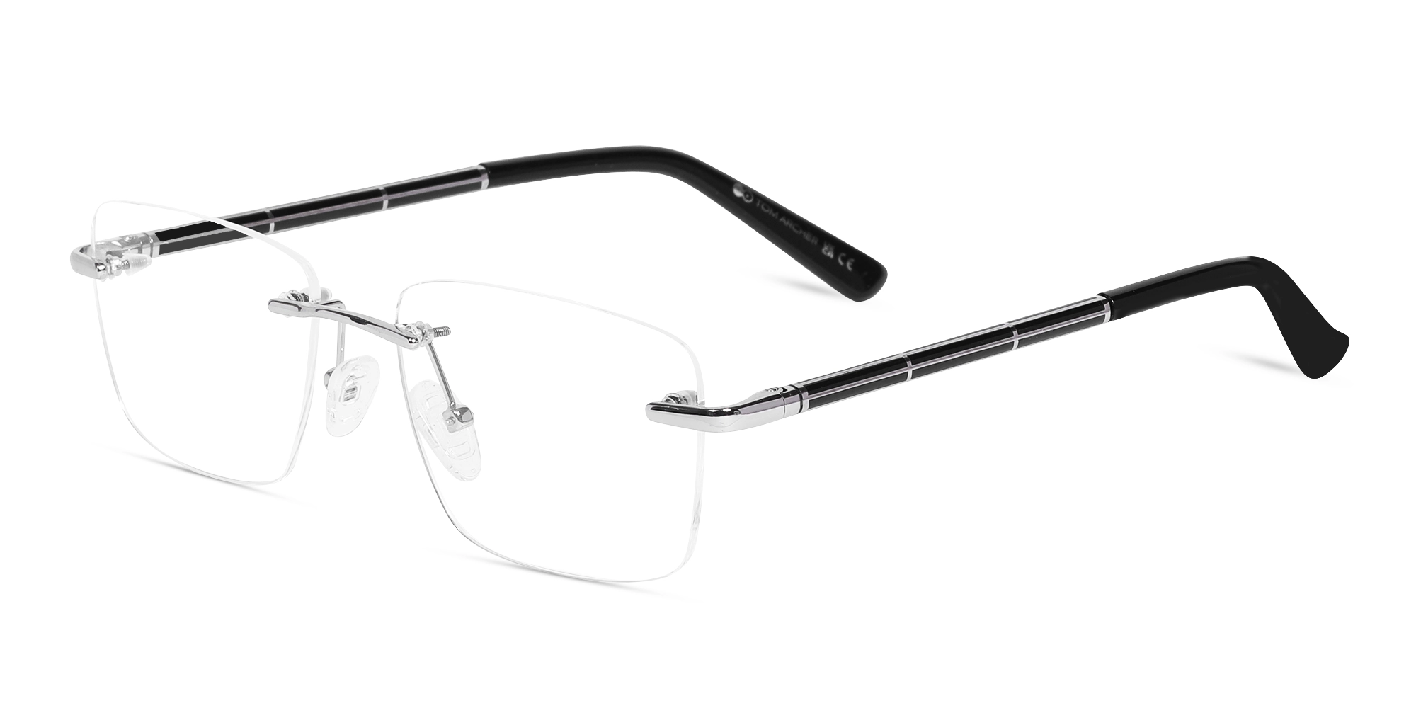 Silver Rimless Rectangle Eyeglasses-3 Silver Rimless Rectangle Eyeglasses-3