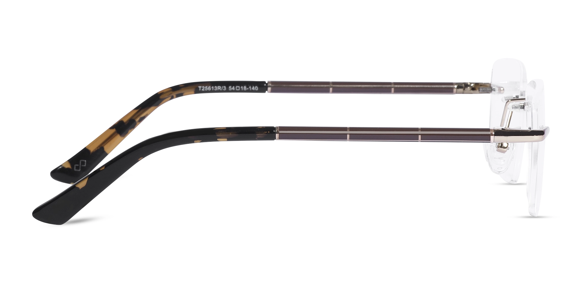 Gold Metal Rectangle Rimless Glasses-4