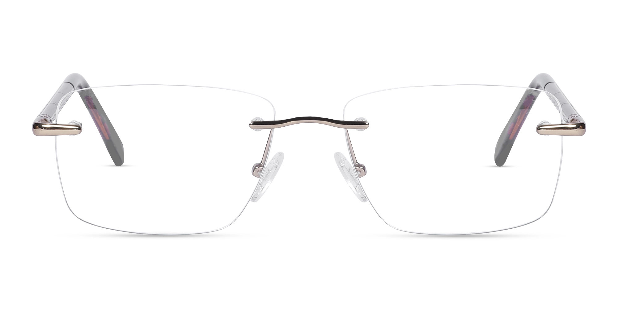 Gold Metal Rectangle Rimless Glasses-1