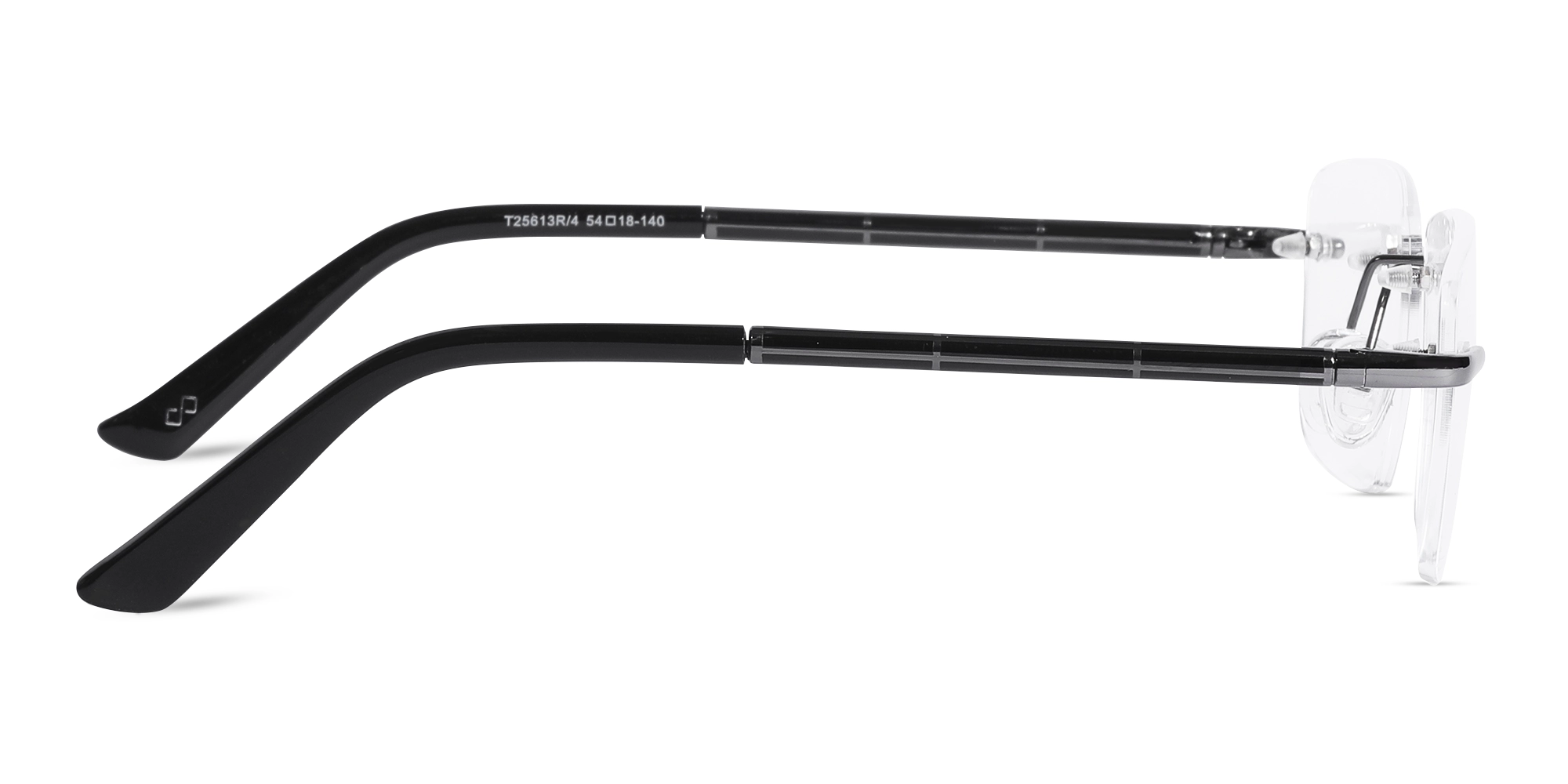 Gunmetal Rimless Rectangle Glasses With Nose Pad -4
