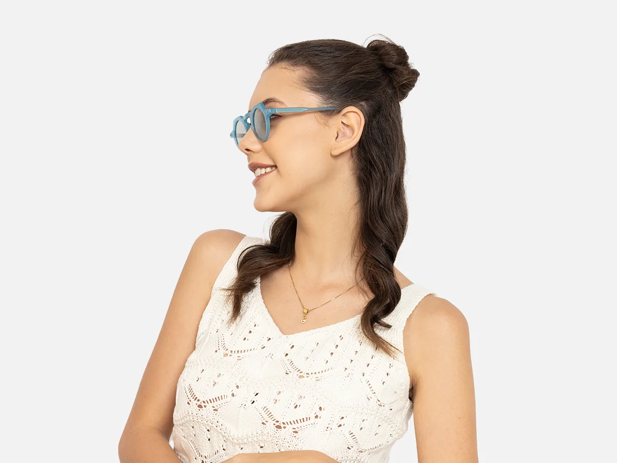 Blue Round Sunglasses-53