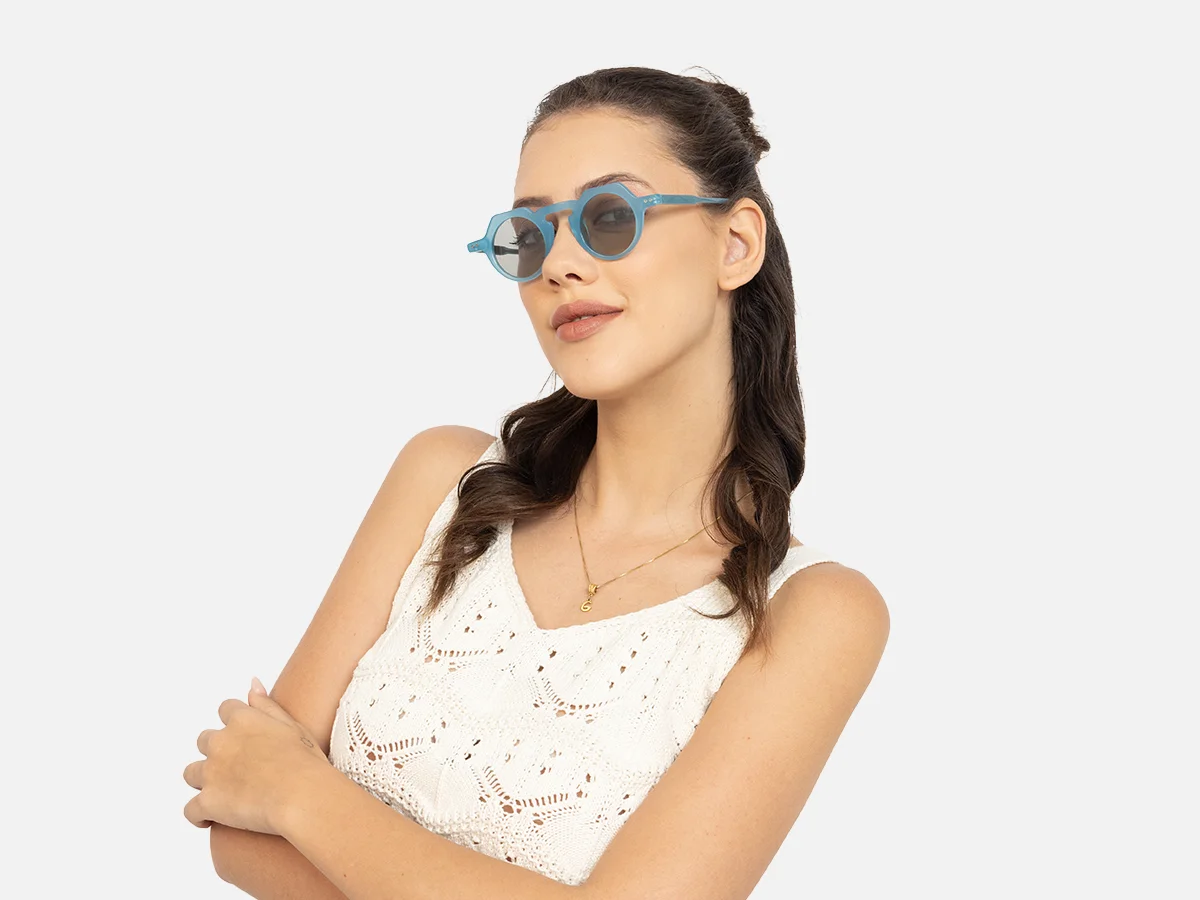 Blue Round Sunglasses-52