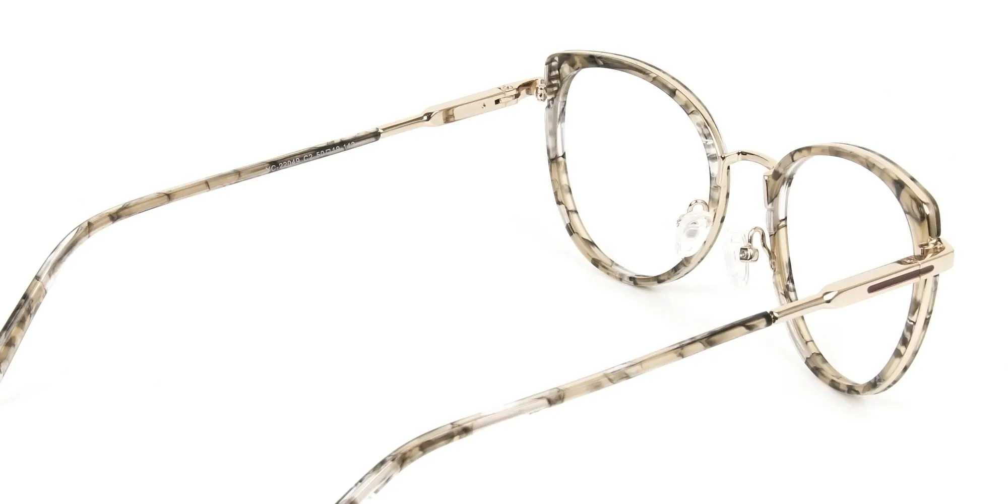 Amber Tortoise Cat-Eye Glasses in Round - 2