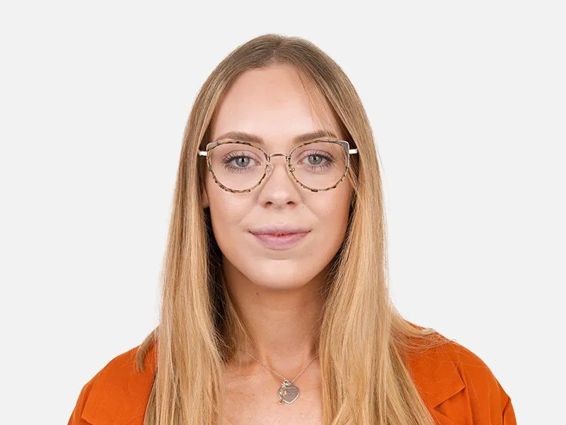 Amber Tortoise Cat-Eye Glasses in Round - 2