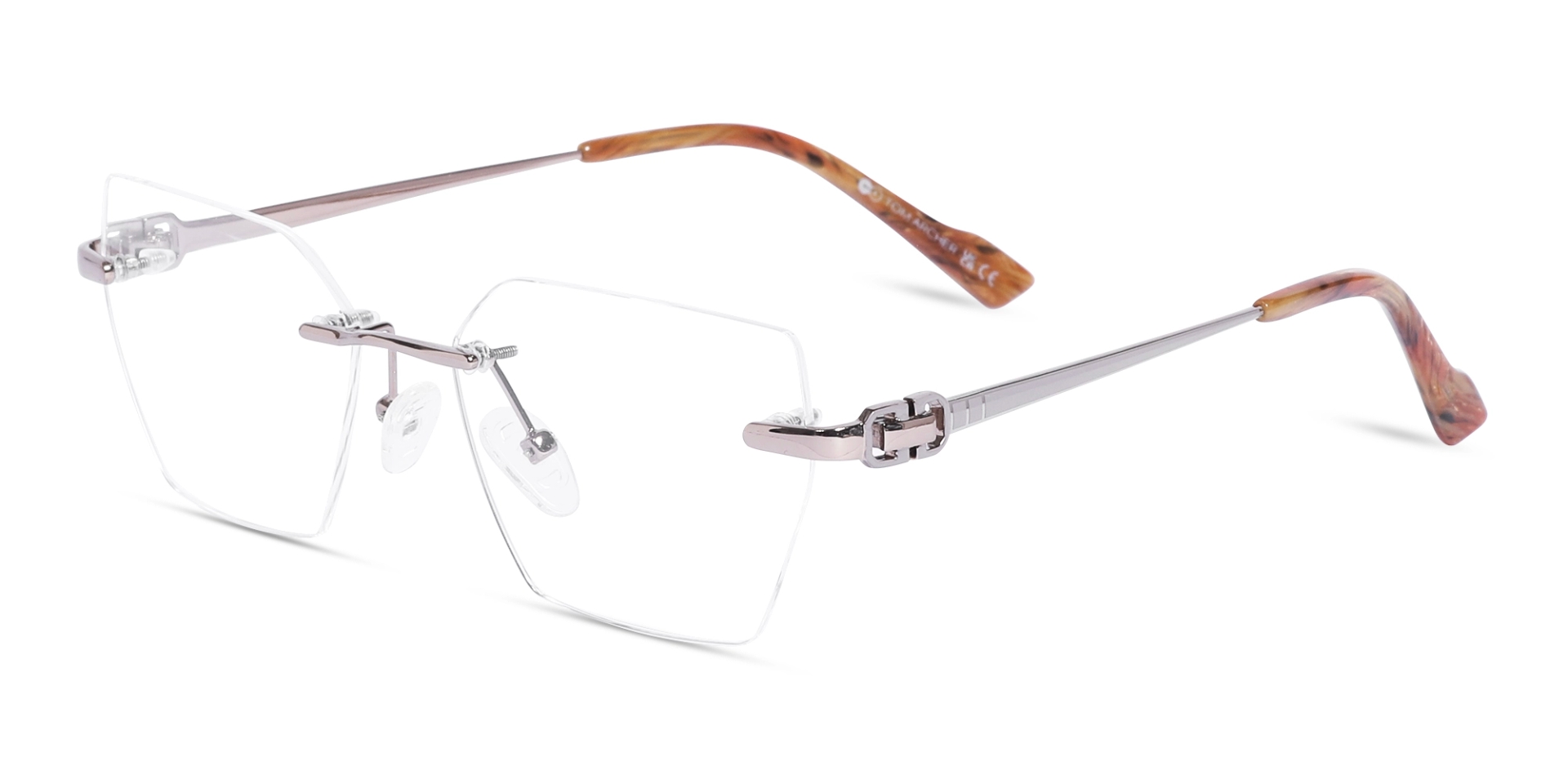 Silver Geometric Rimless Glasses 3