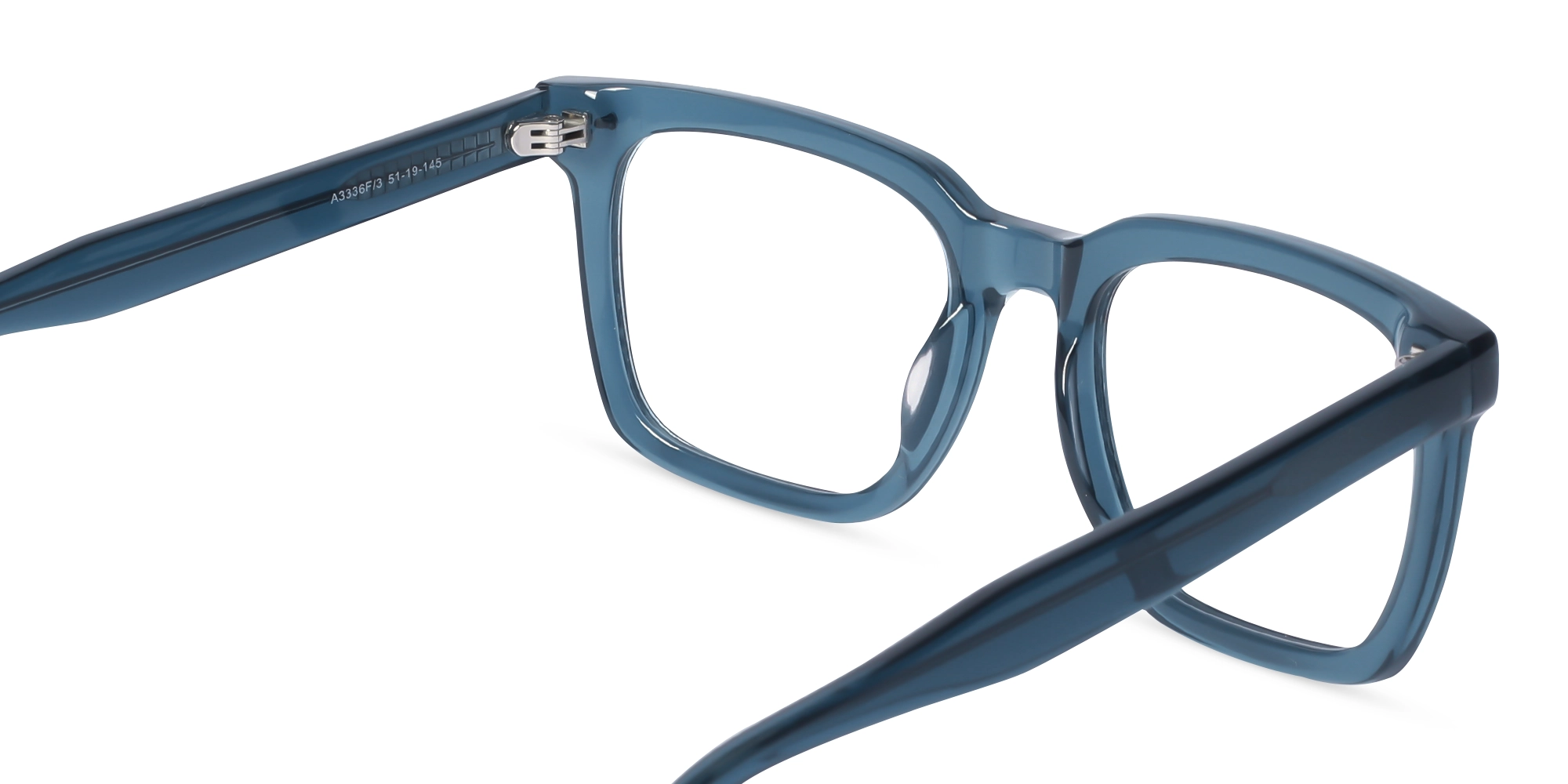 Stylish Crystal Teal Blue Square Acetate Glasses-5
