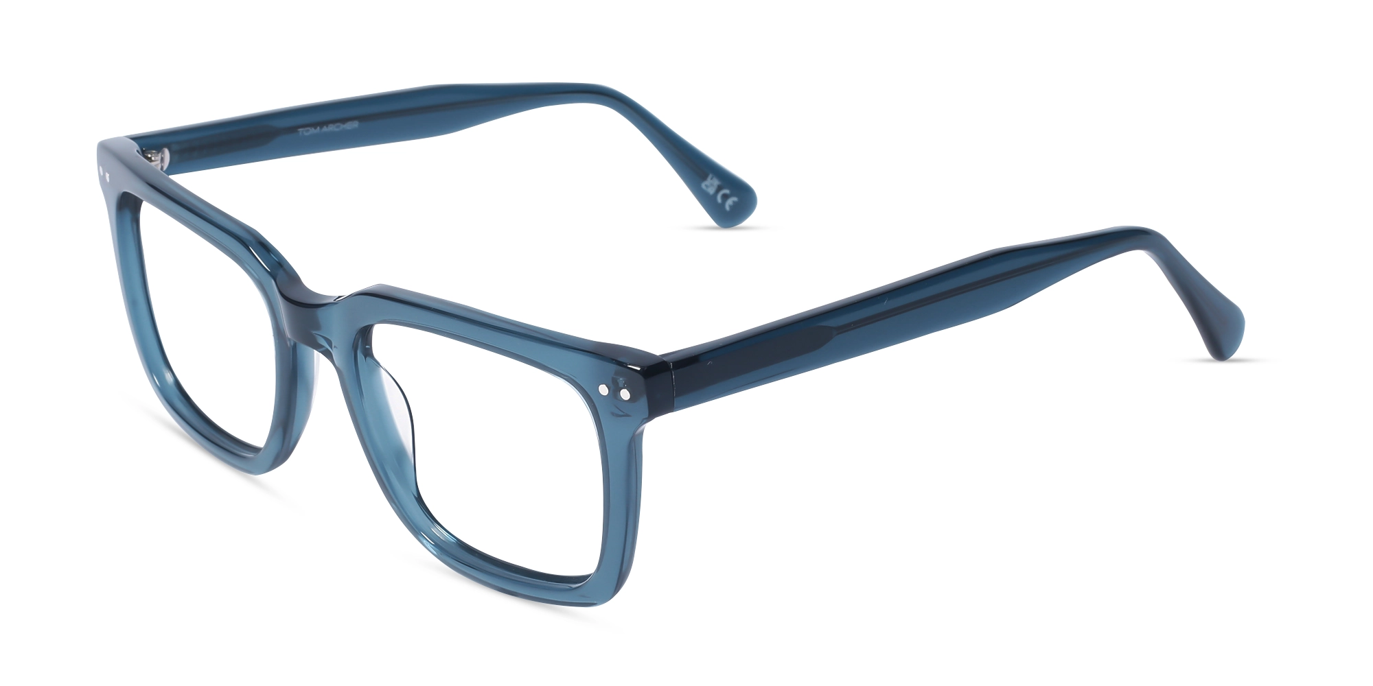 Stylish Crystal Teal Blue Square Acetate Glasses-3