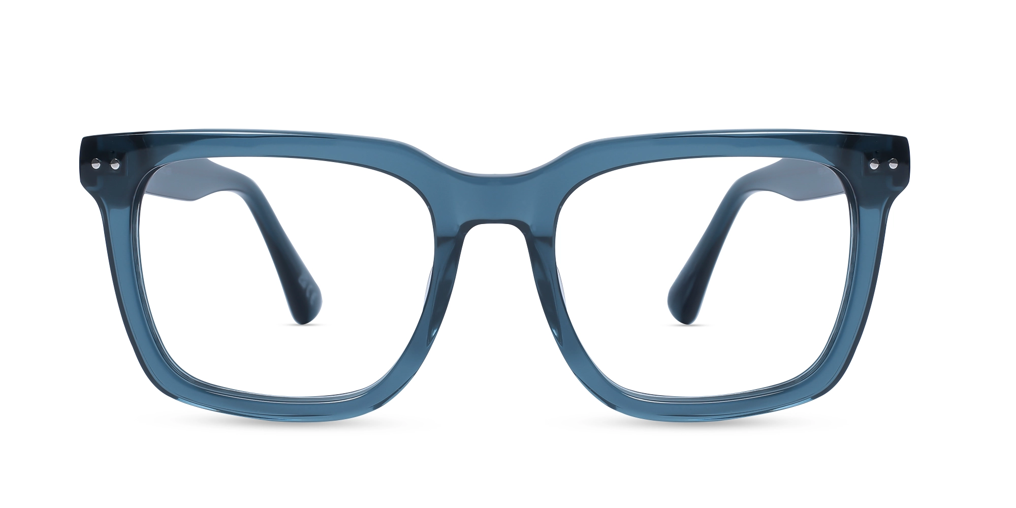 Stylish Crystal Teal Blue Square Acetate Glasses-1