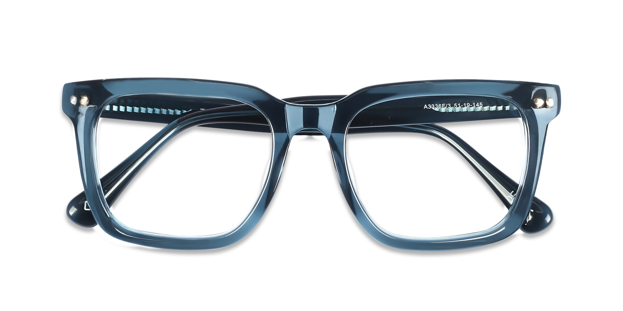 Stylish Crystal Teal Blue Square Acetate Glasses-6