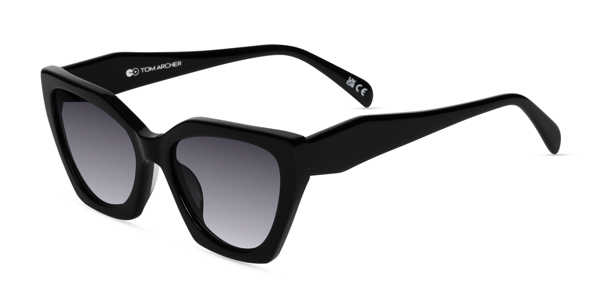 Black Cat-Eye Geometric Sunglasses-3