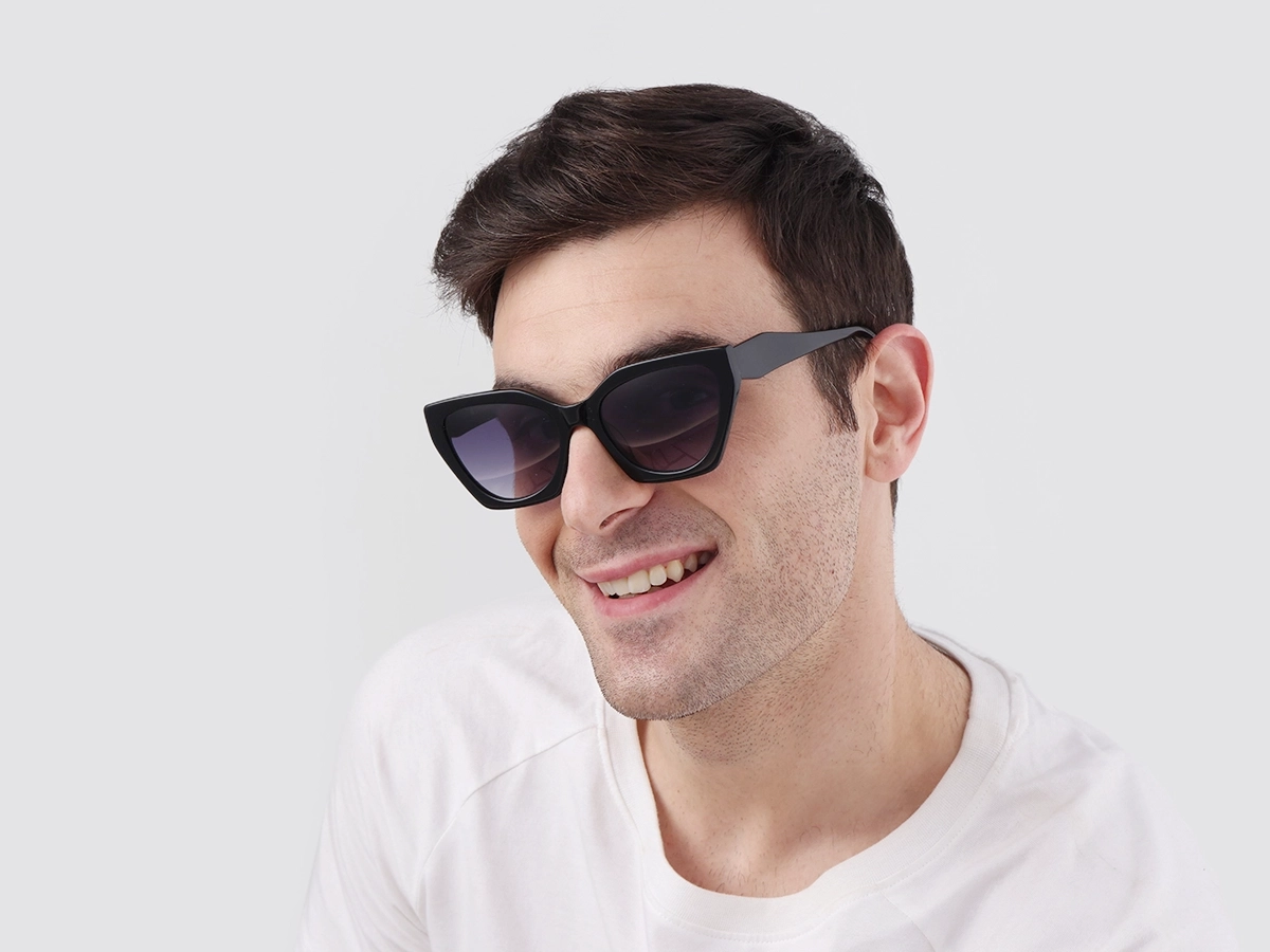 Black Cat-Eye Geometric Sunglasses-41