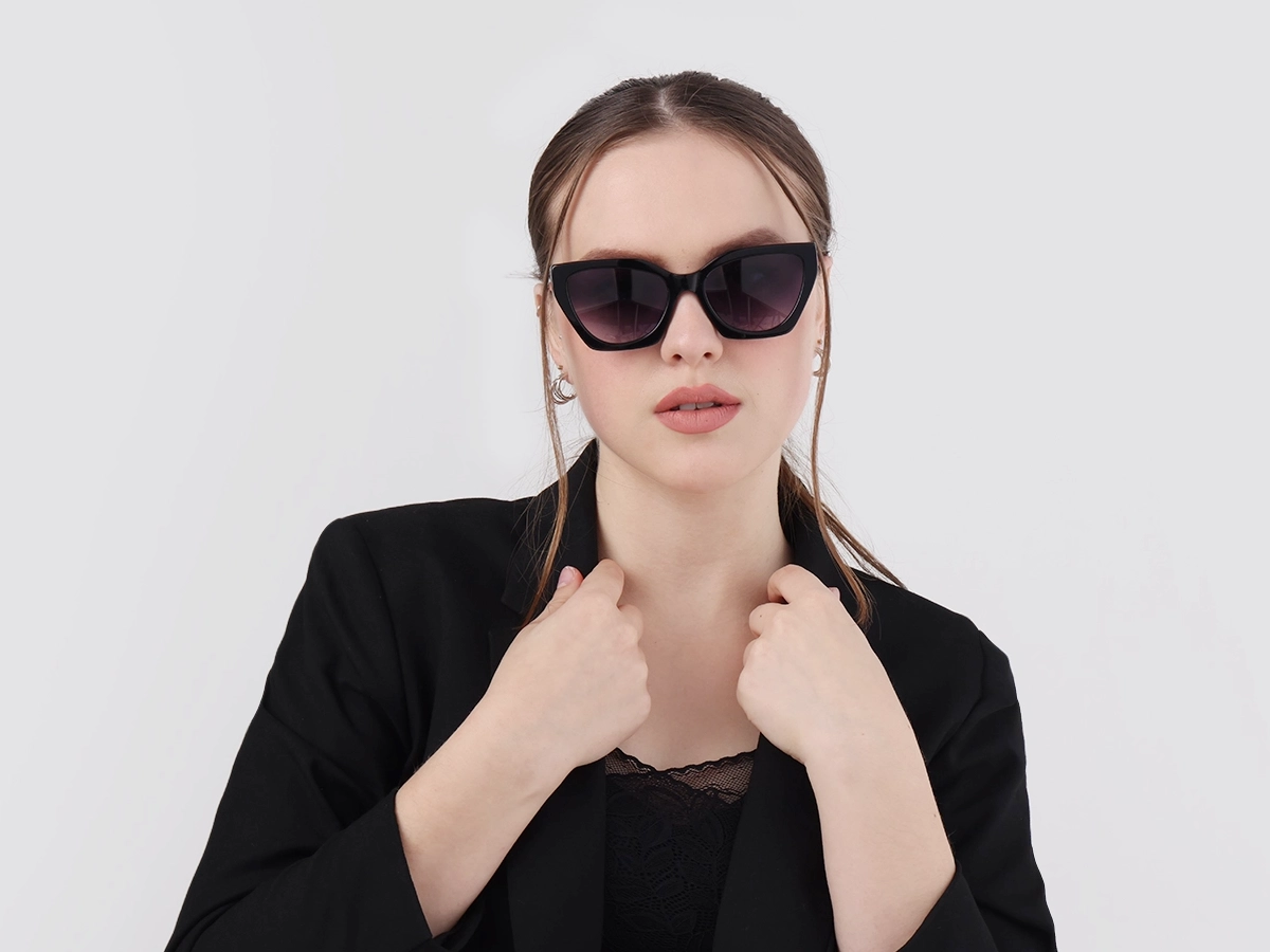 Black Cat-Eye Geometric Sunglasses-51