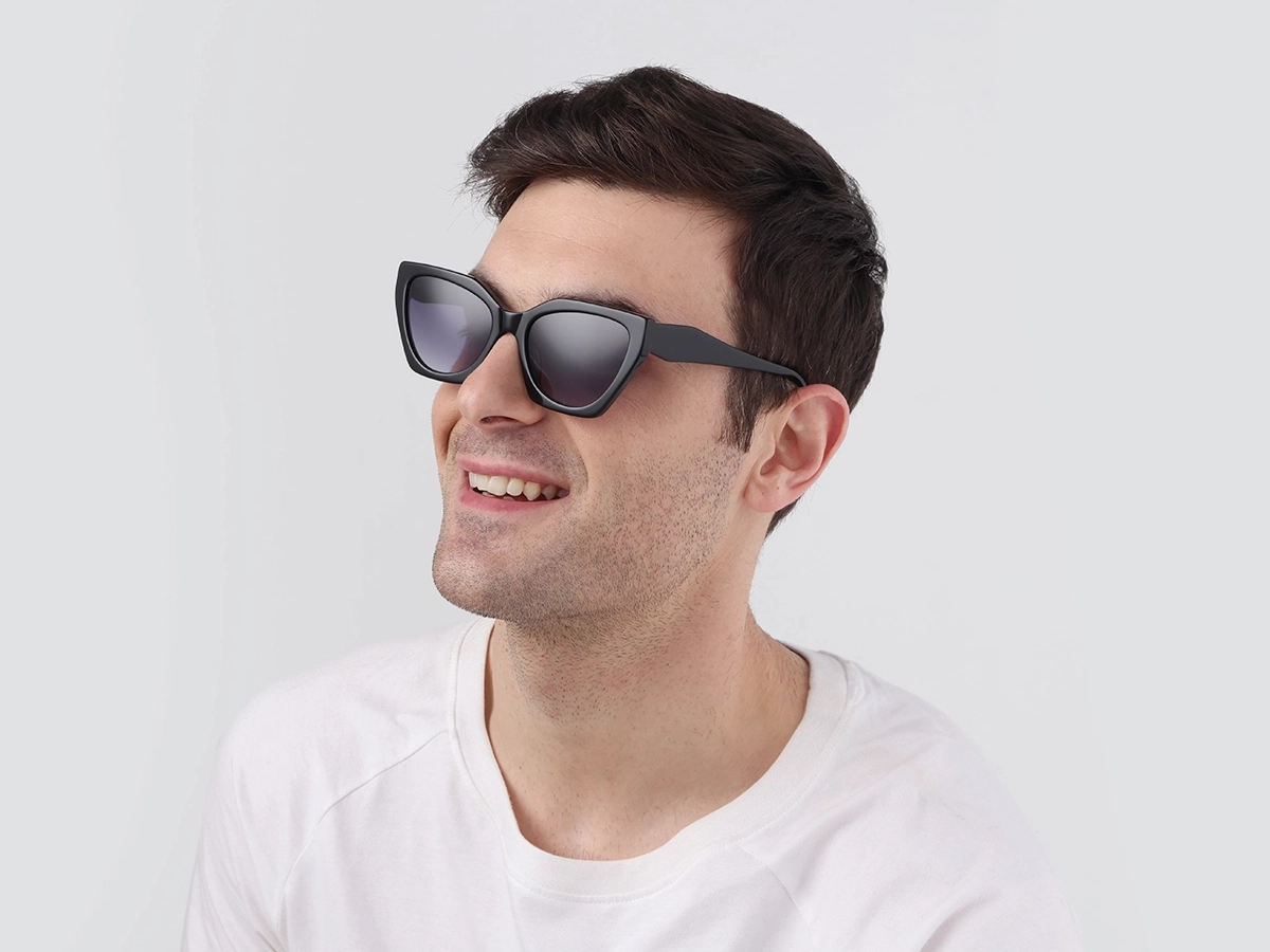 Black Cat-Eye Geometric Sunglasses-42