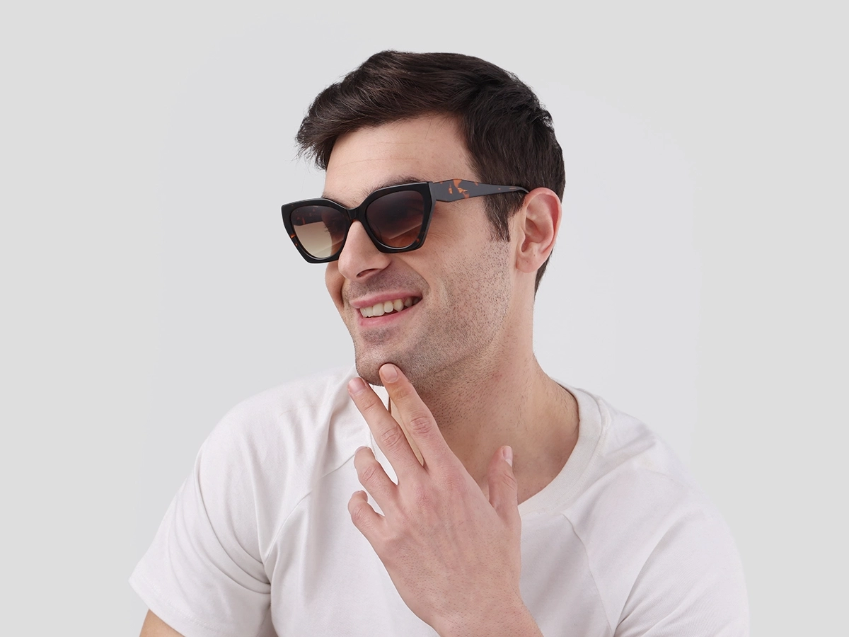 Honey Tortoise Cat-Eye Geometric Sunglasses-42