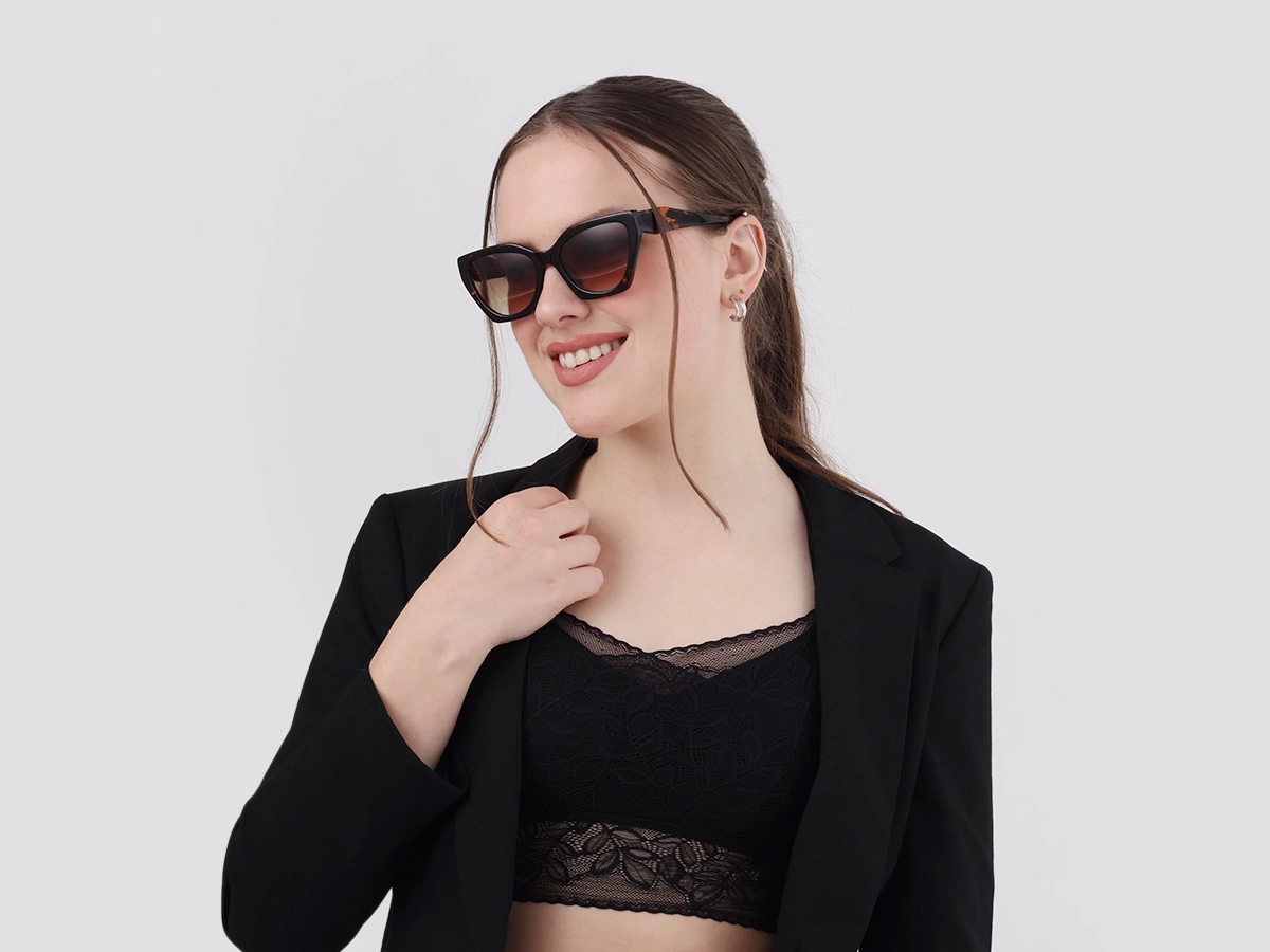 Honey Tortoise Cat-Eye Geometric Sunglasses-53