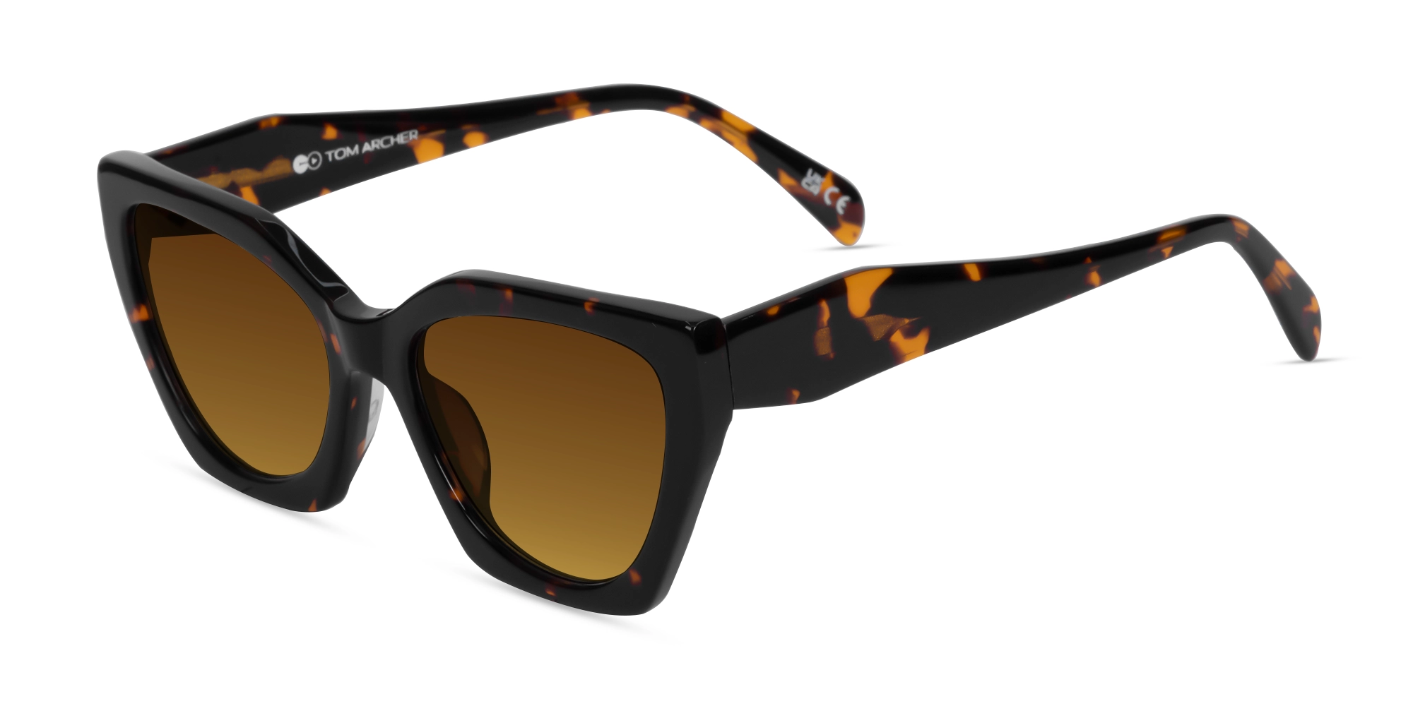 Honey Tortoise Cat-Eye Geometric Sunglasses-3