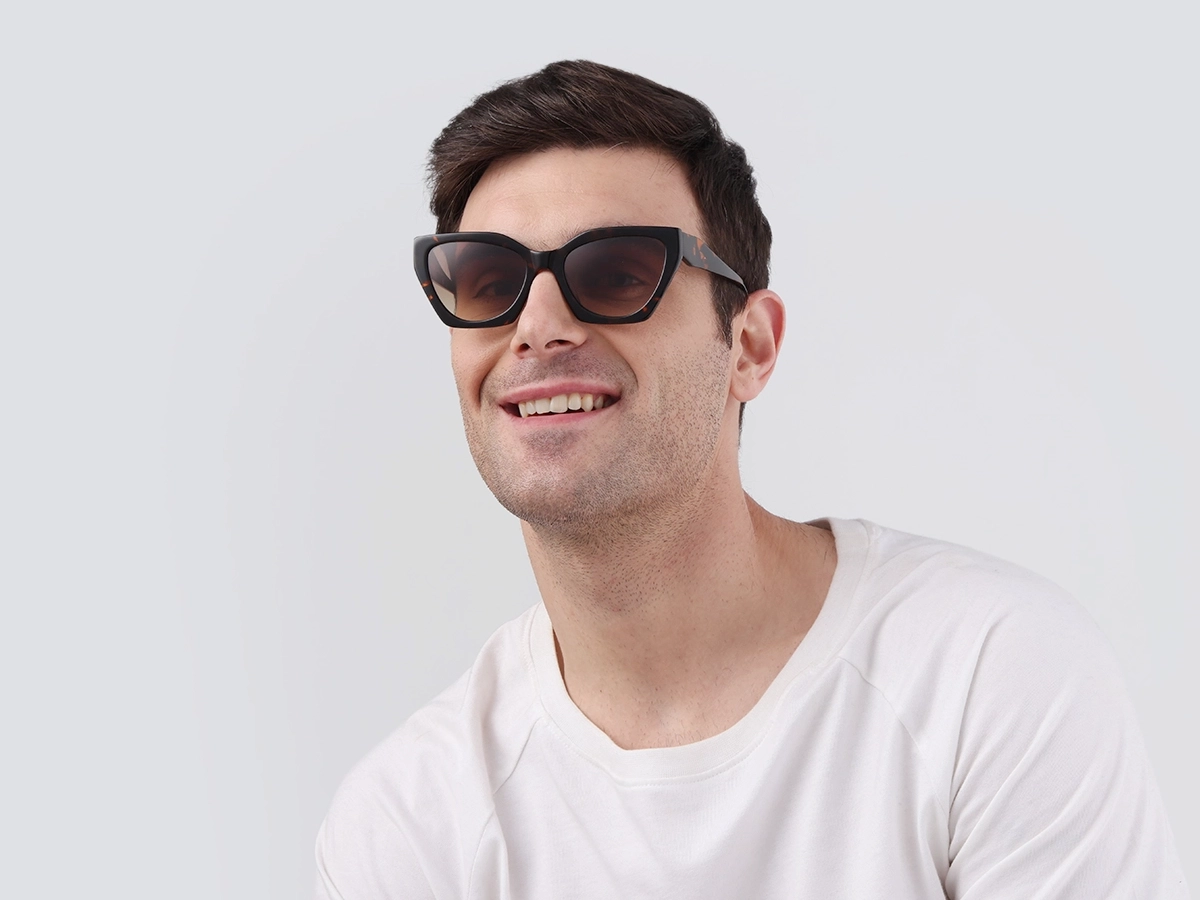 Honey Tortoise Cat-Eye Geometric Sunglasses-41