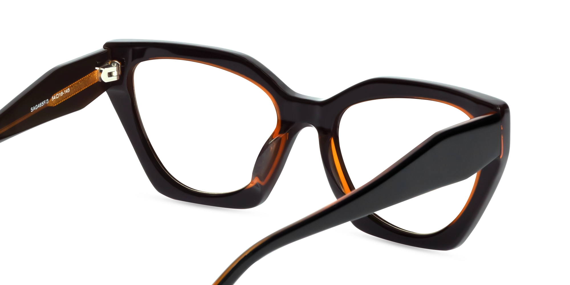 Black & Ochre Cat-eye Geometric Glasses-5