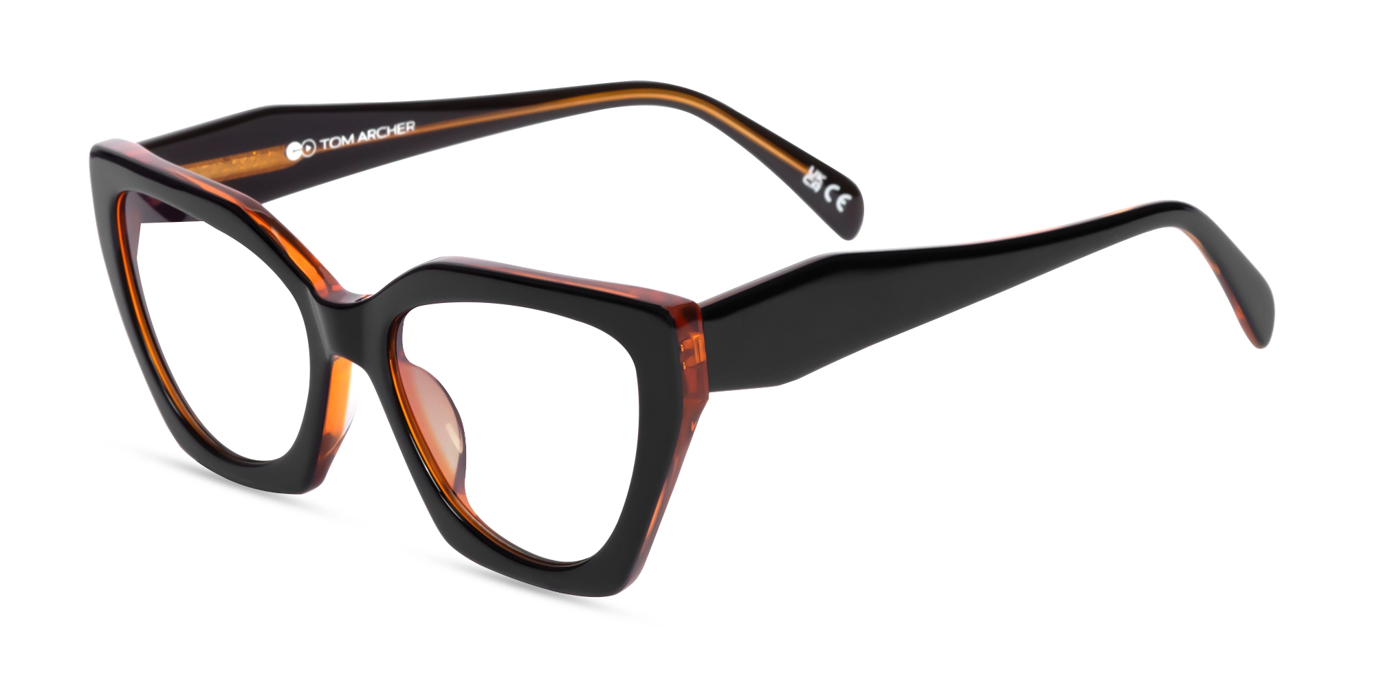Black & Ochre Cat-eye Geometric Glasses-3