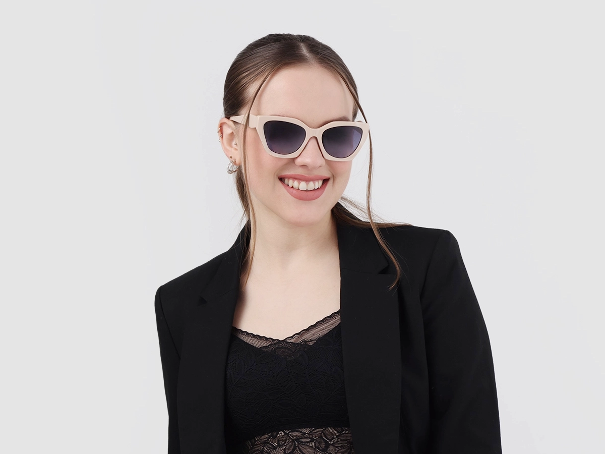 Bisque Cat-Eye Geometric Sunglasses-53