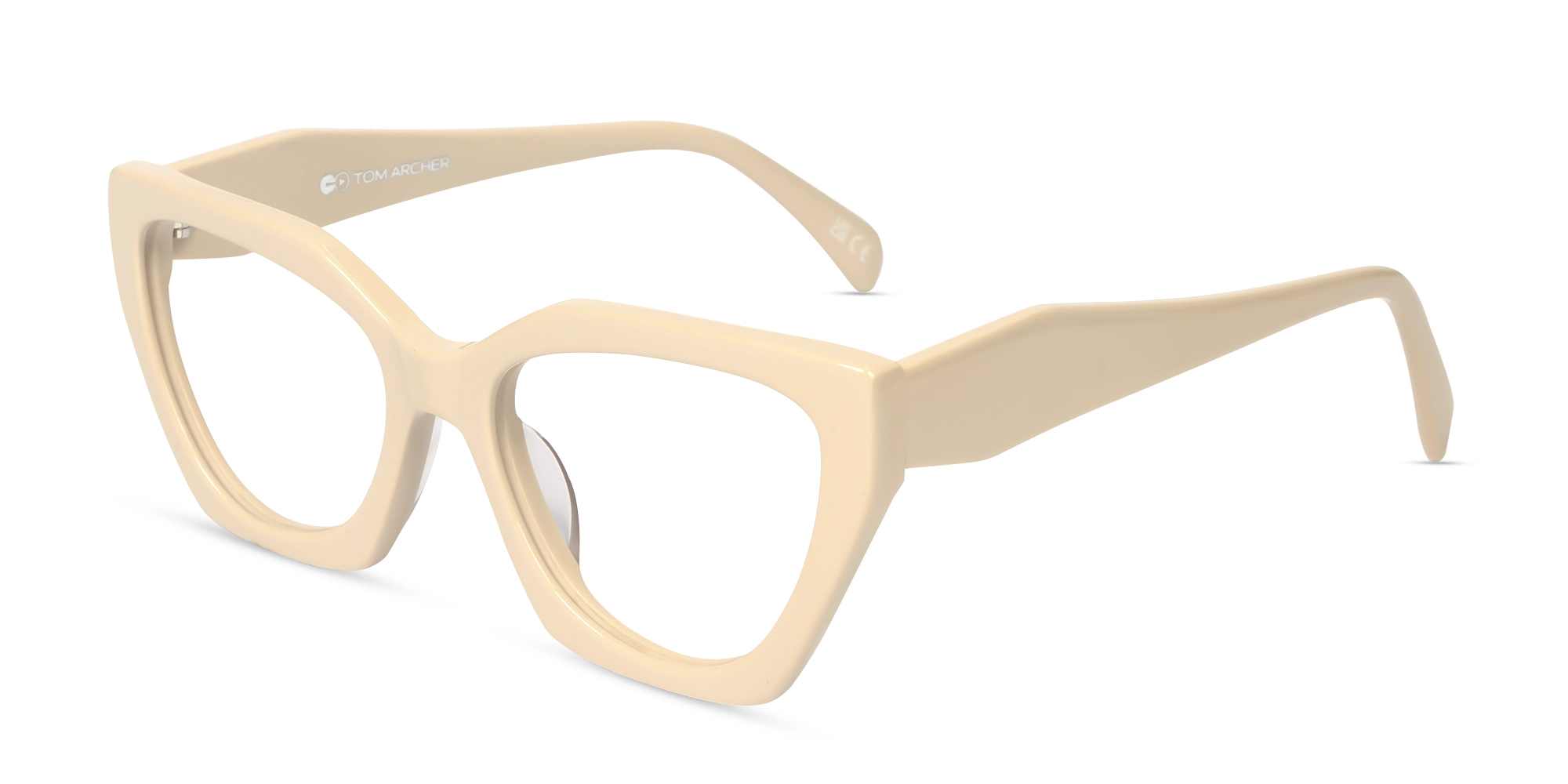 Bisque Cat-eye Geometric Glasses-3